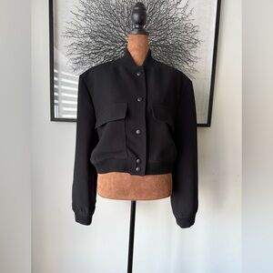 Zara Black Bomber Jacket with Button